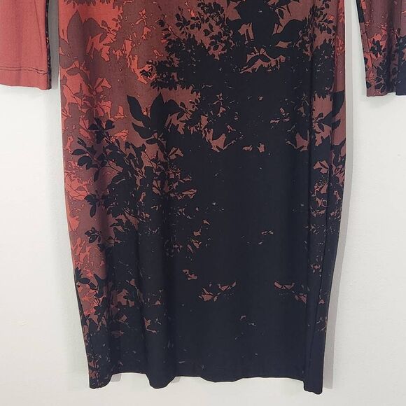 Just Taylor Red and Black Sheath Dress Size 2 Black and Red Print Dress - Picture 3 of 9